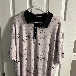 Byrd Gang Men's Black and White Splatter Performance Golf Polo